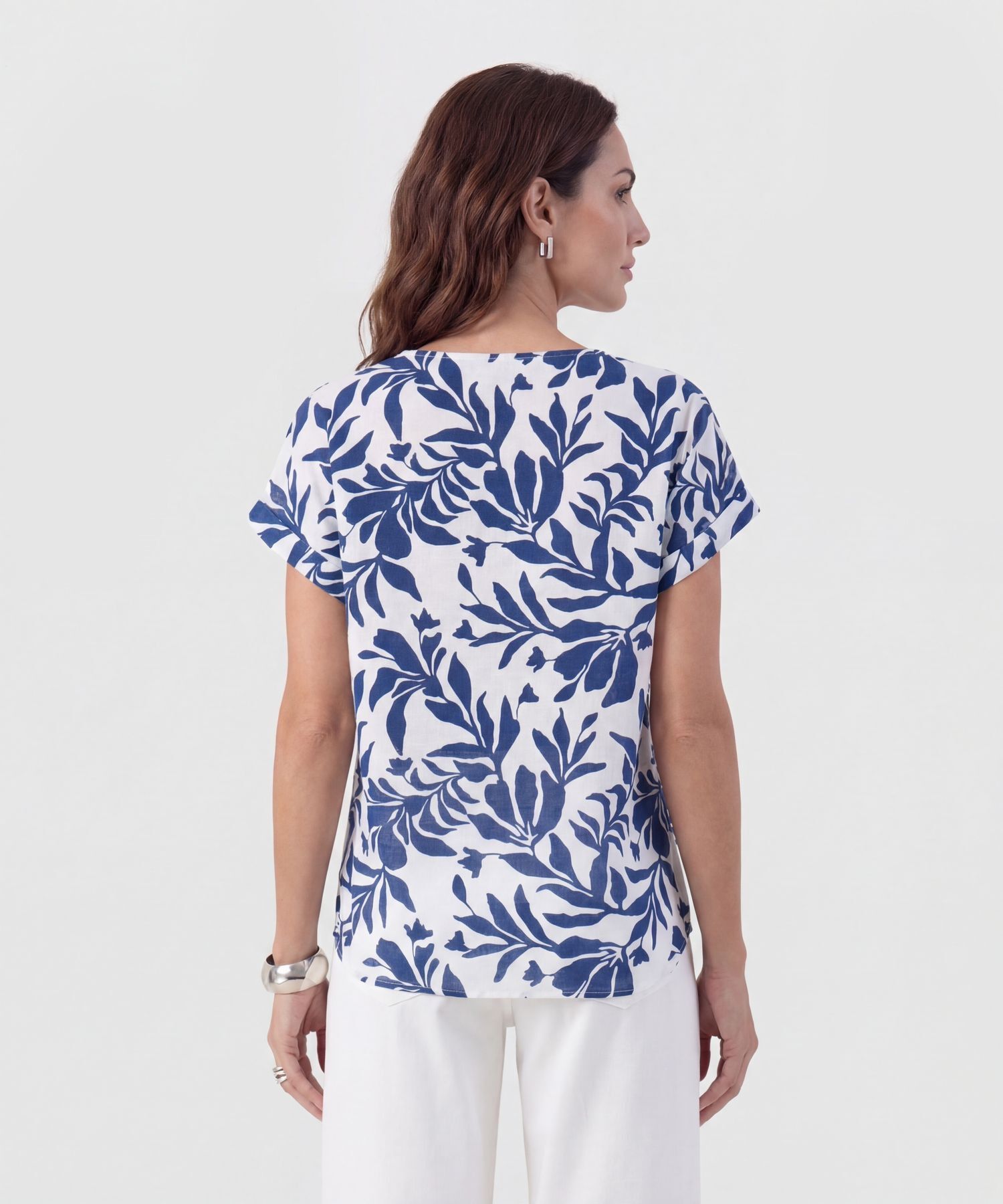 Blusa Estampada Con Cuello Redondo Para Mujer