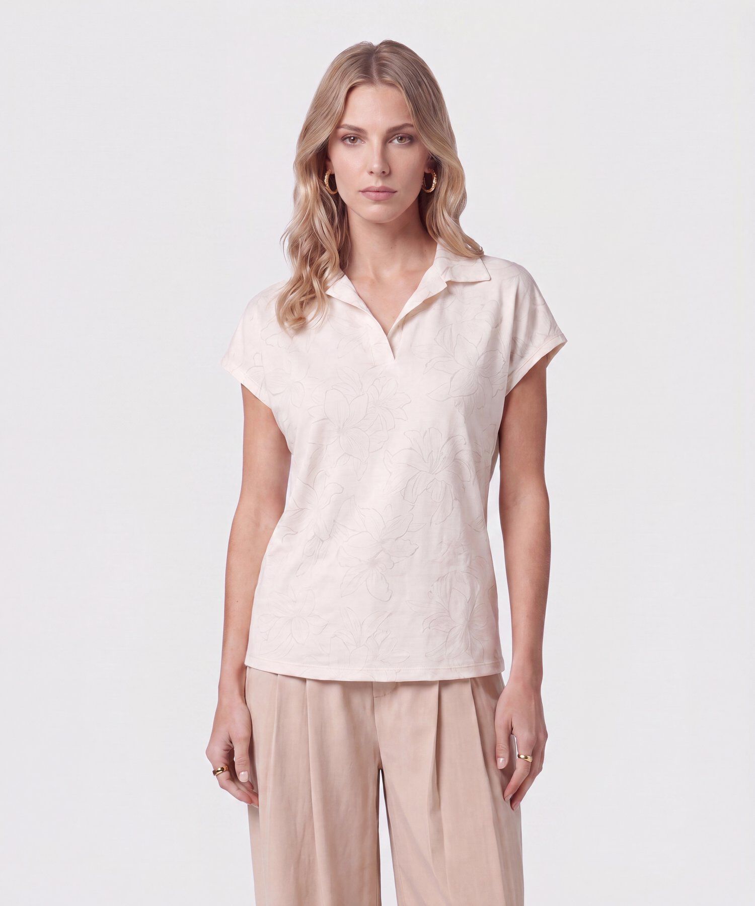 Blusa Cuello Camisero Corta Para Mujer