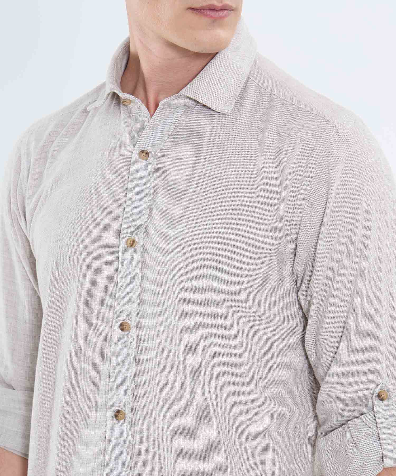 Camisa manga larga unicolor para hombre