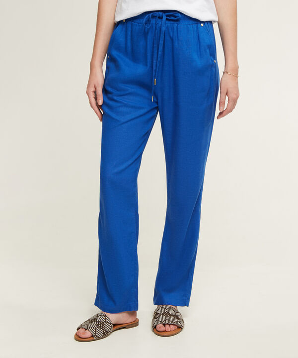 Pantalón Pretina Resortada En Lino Unicolor
