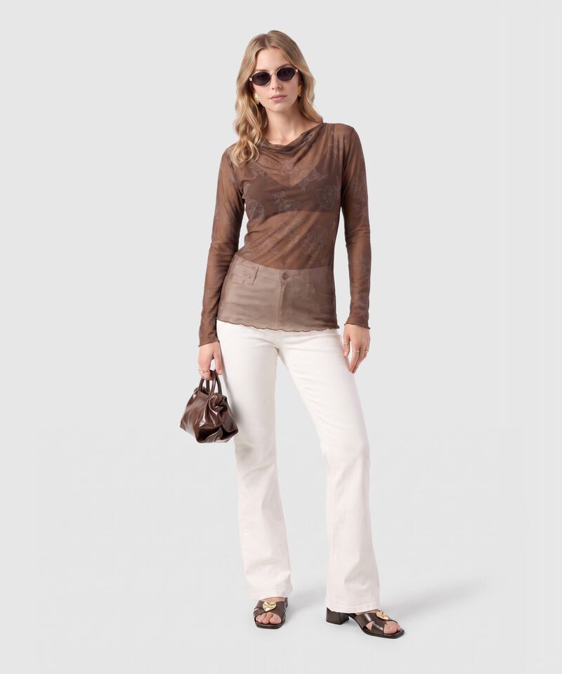 Camiseta de Mujer con Cuello Enrollado