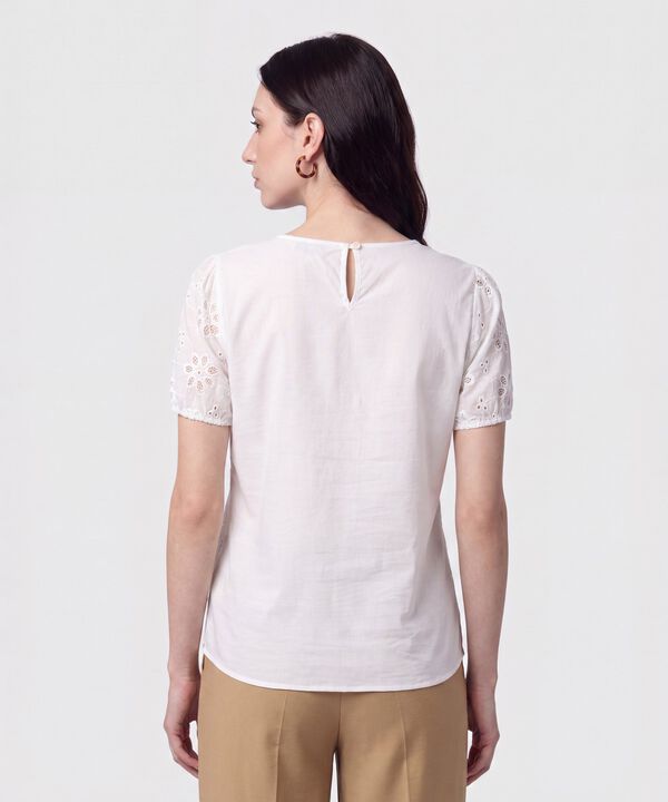 Blusa con Ojalillos Manga Globo Mujer
