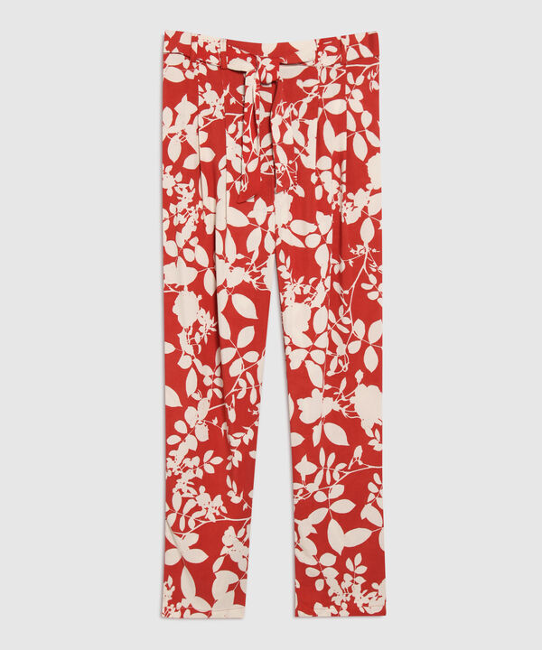Pantalón Tiro Medio Estampado Con Cinturón Y Prenses, Magia En El Caribe