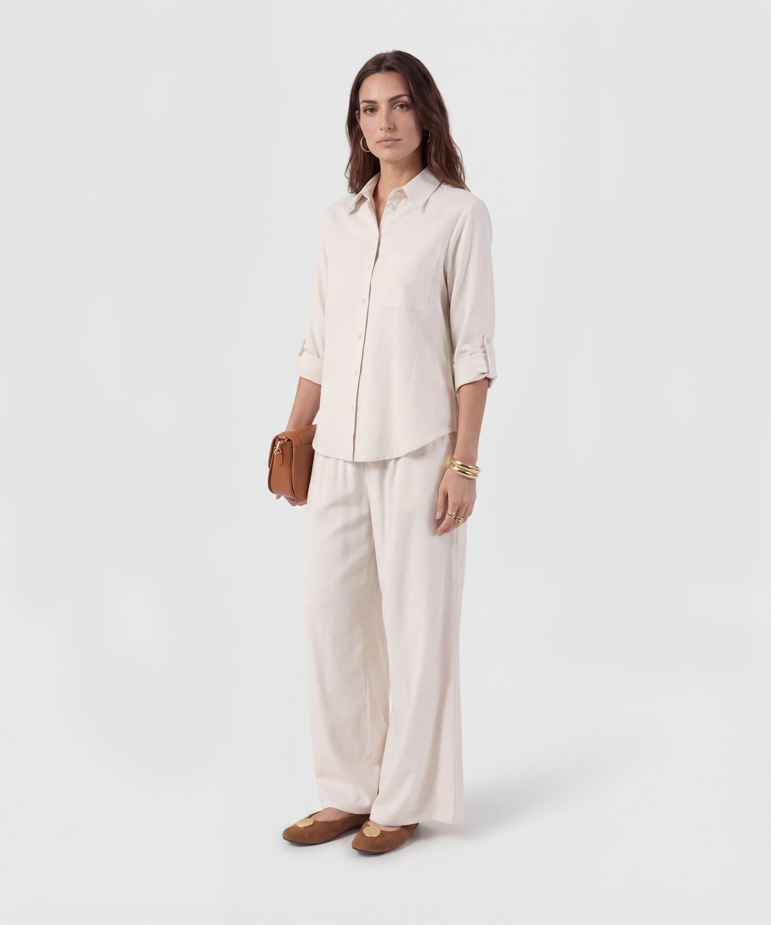 Camisa Unicolor Con Charretera Para Mujer