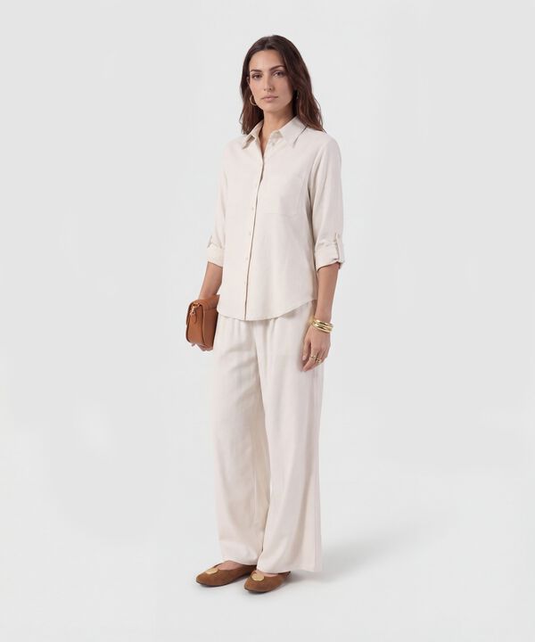 Camisa Unicolor Con Charretera Para Mujer