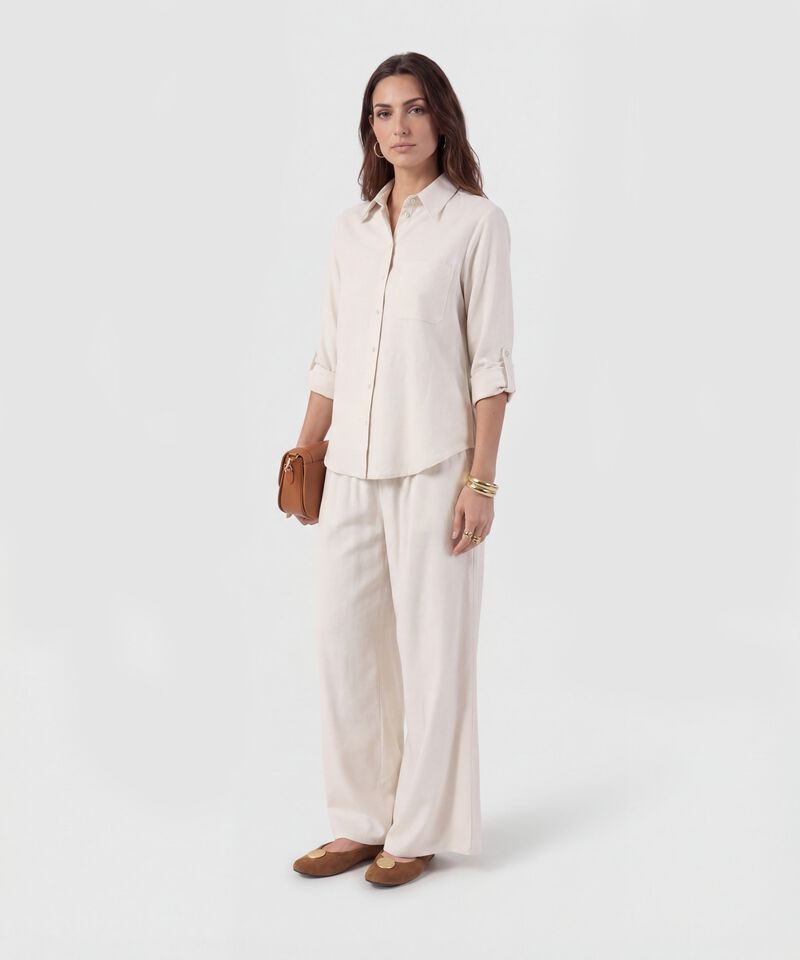 Camisa Unicolor Con Charretera Para Mujer