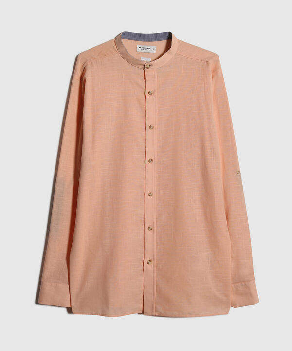 Camisa Manga Larga Cuello Mao Unicolor