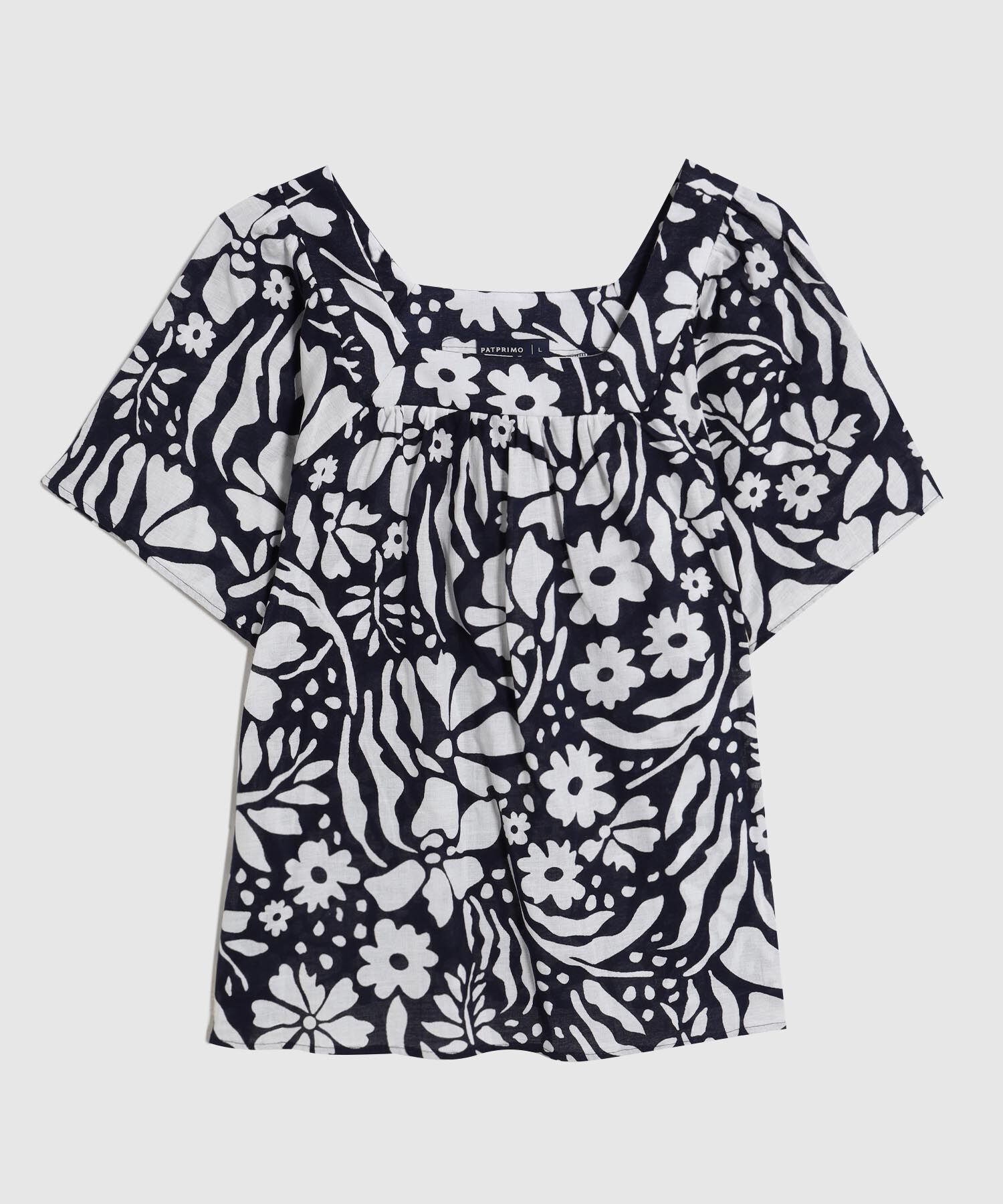 Blusa Estampada Con Escote Cuadrado 