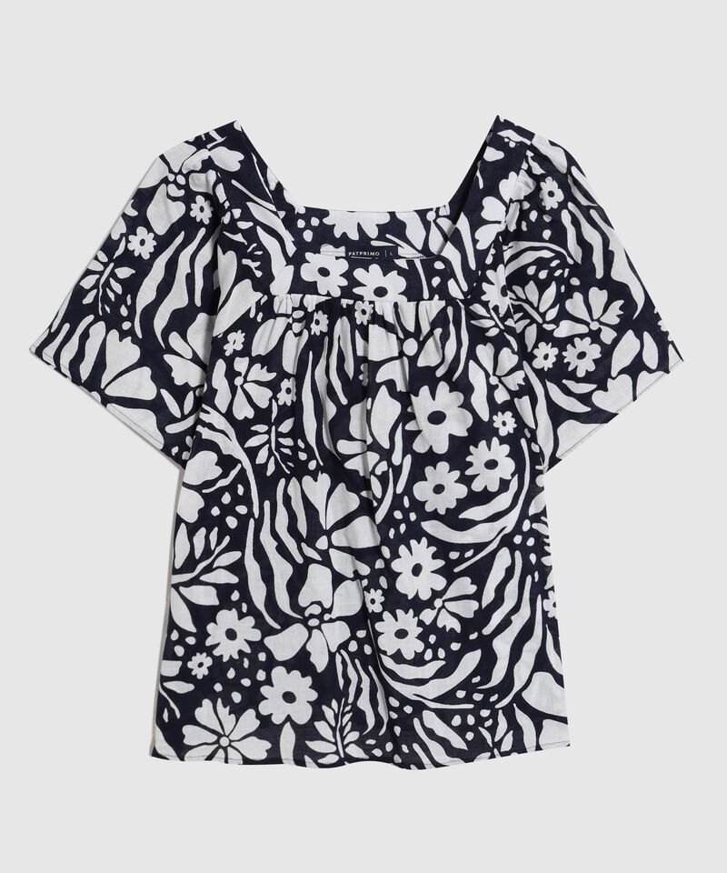 Blusa Estampada Con Escote Cuadrado 