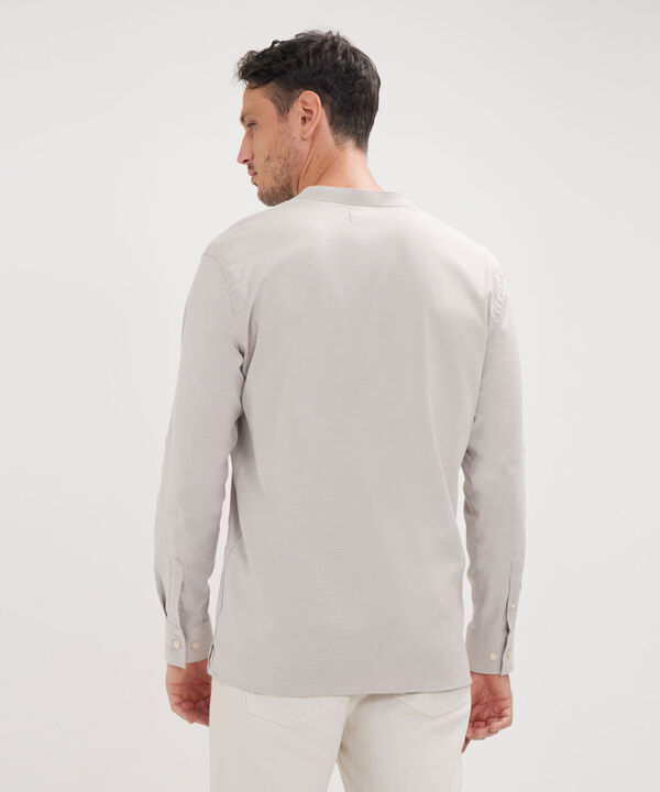 Camisa Manga Larga Cuello Mao Unicolor