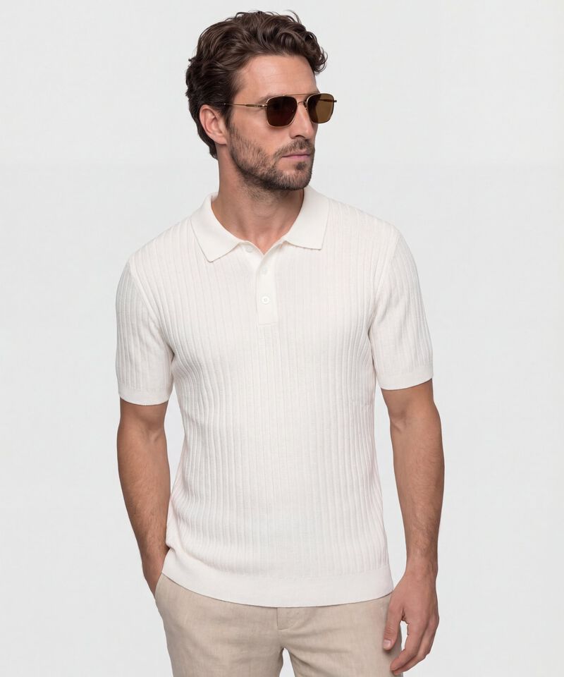 Polo De Punto Acanalado Para Hombre