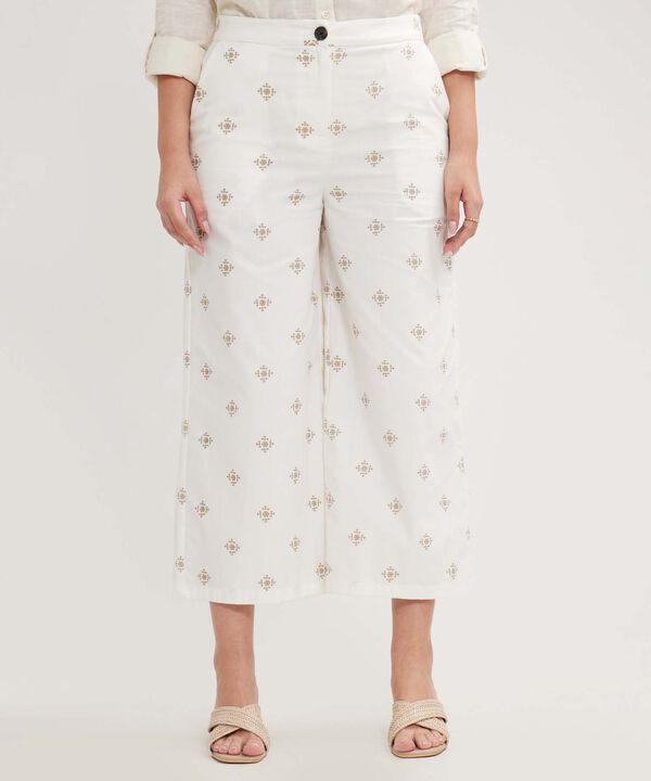 Pantalón Culotte Estampado Con Bolsillos Laterales image number null