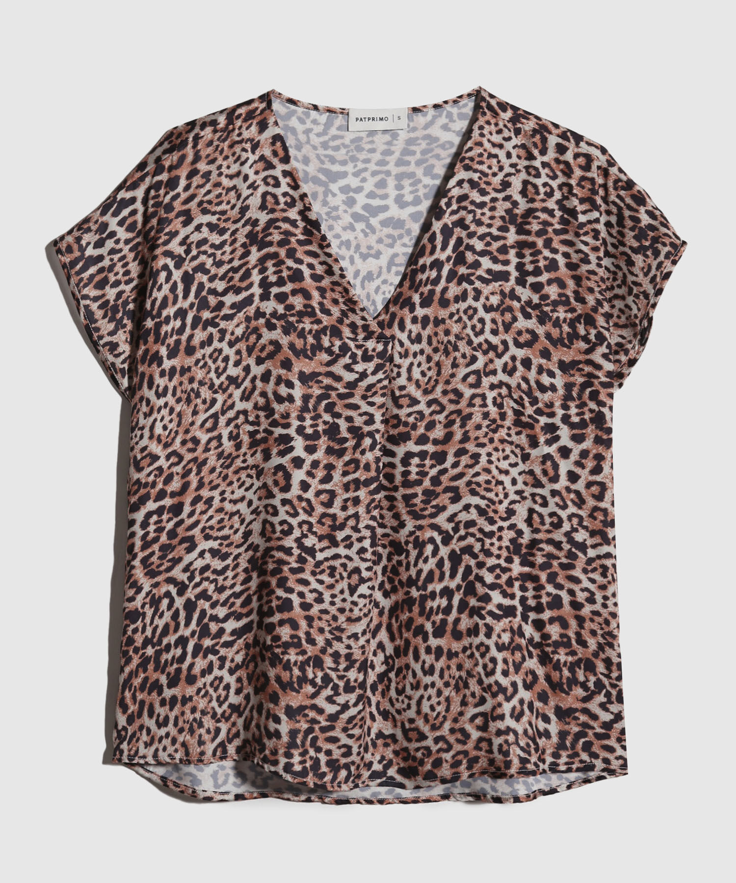 Blusa Manga Corta Rodada Con Escote En V Y Prense