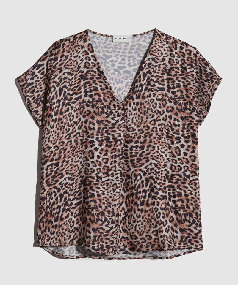 Blusa Manga Corta Rodada Con Escote En V Y Prense