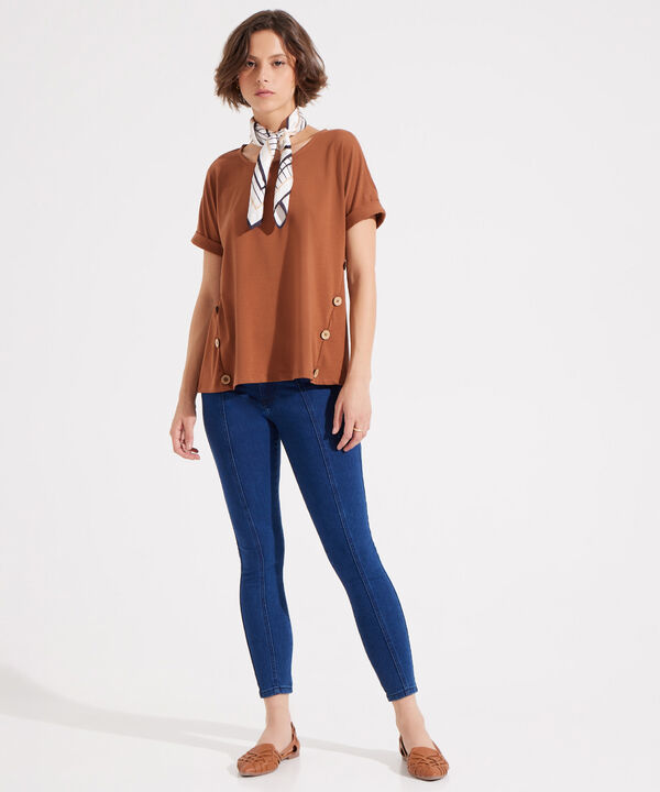 Jeggings Tiro Alto Tono Azul image number null