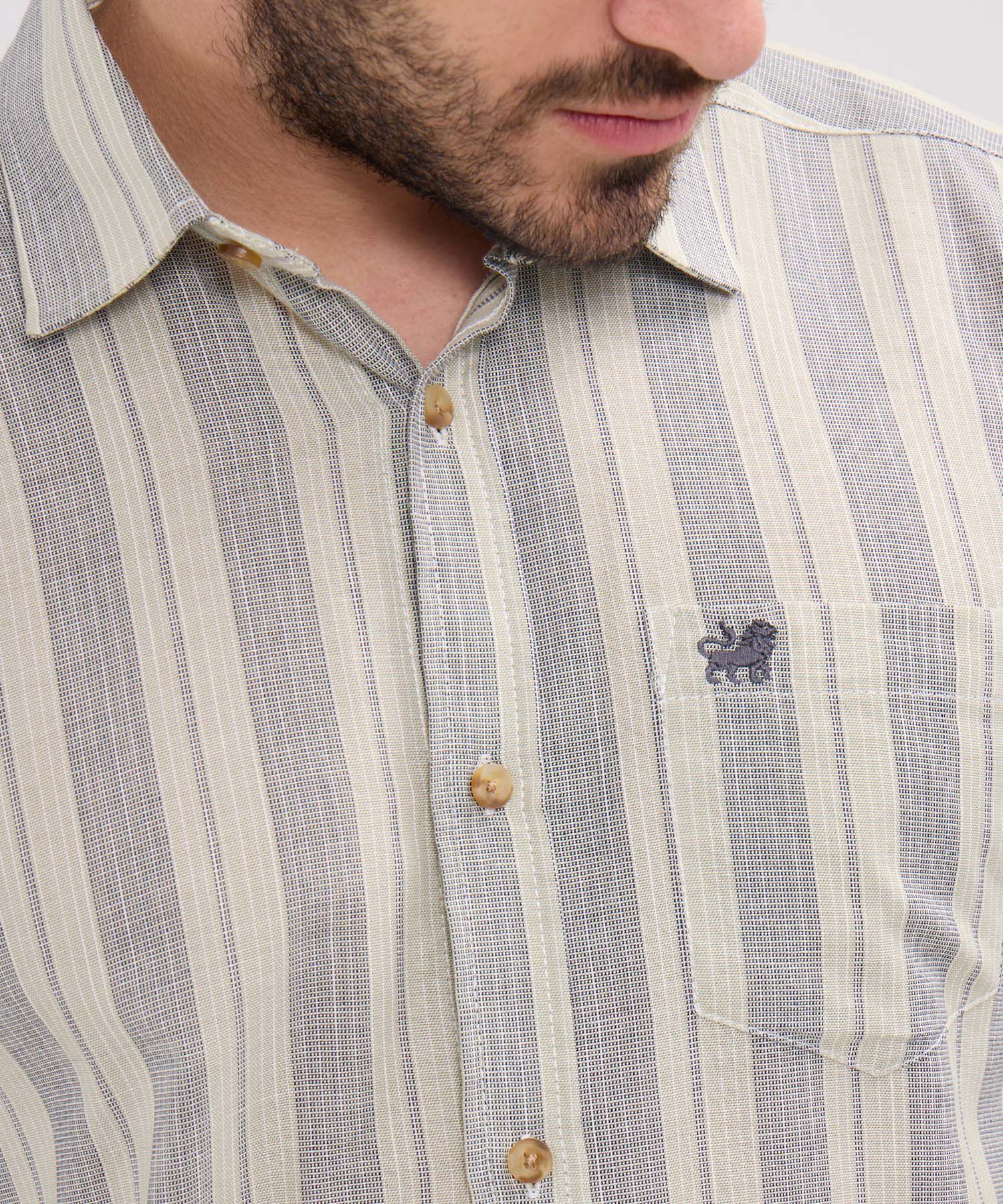 Camisa Preteñida, Manga Corta Con Bolsillo
