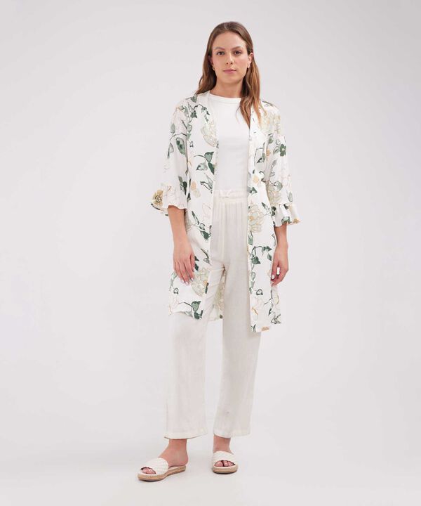 Saco Tipo Kimono Estampado Con Arandela En Mangas  image number null