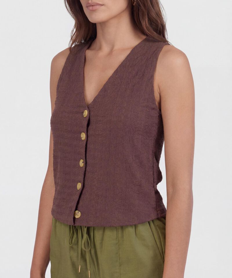 Chaleco Texturizado con Botones de Contraste para Mujer