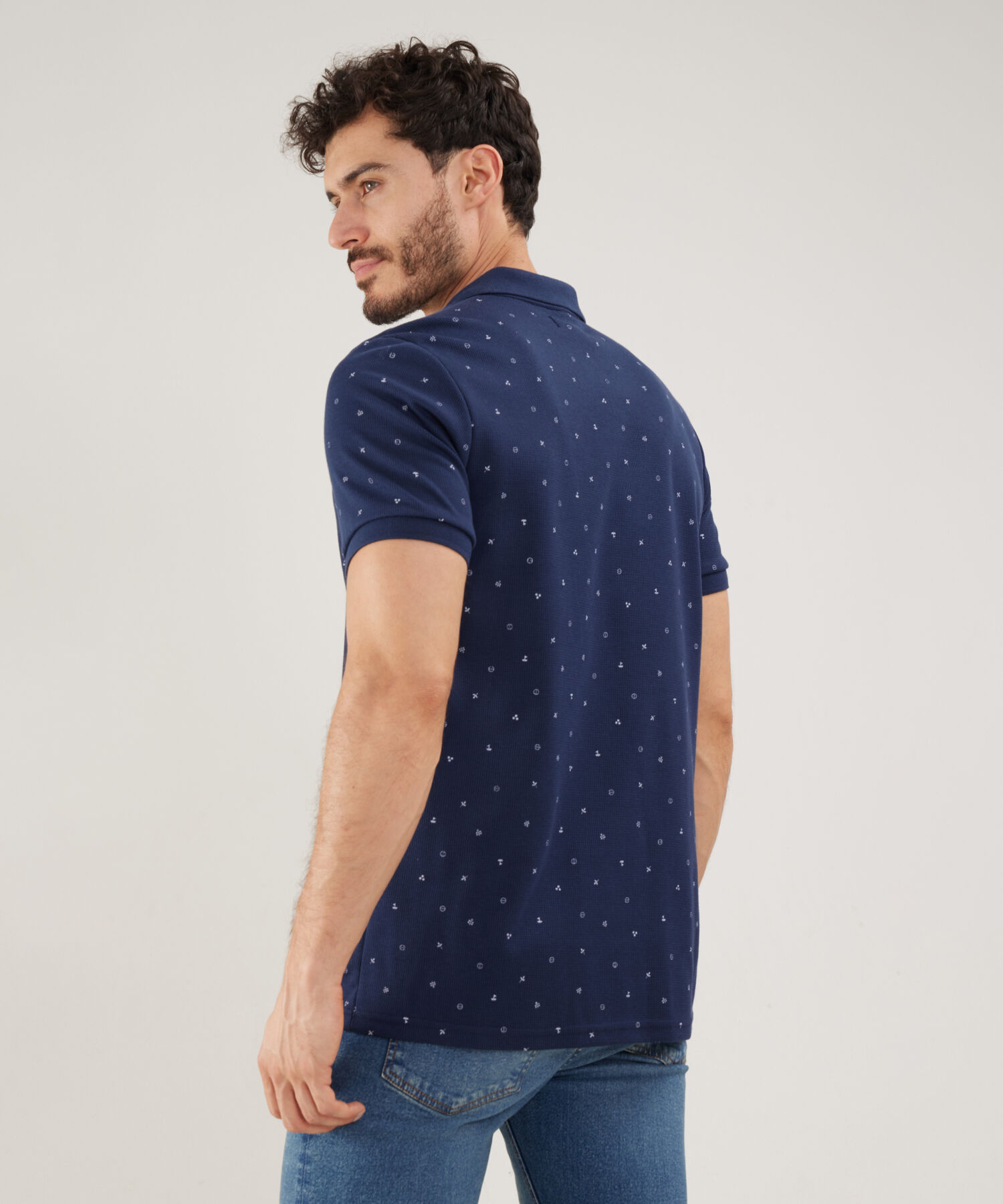 Polo Estampada, Cuello Y Puños Tejidos, Pechera Externa Con Botonadura Oculta, Silueta Regular Fit, Cítrico Marinero