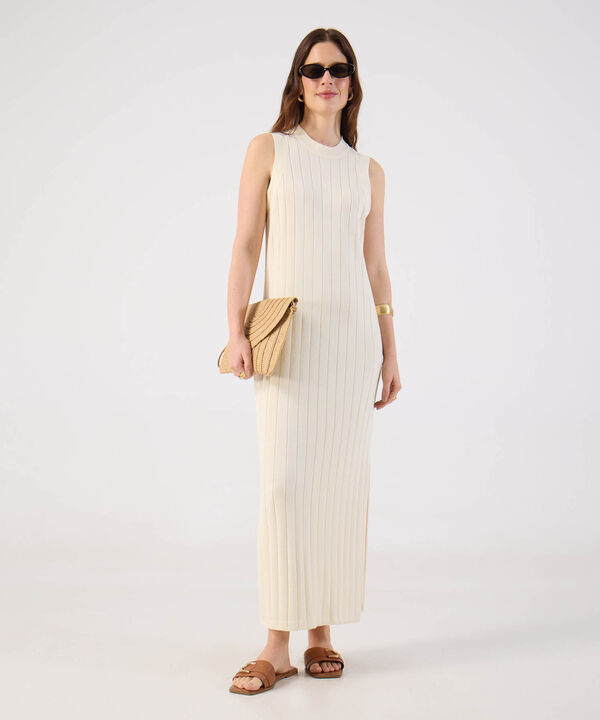 Vestido Mujer Maxi Acanalado Sin Mangas B&aacute;sico image number null