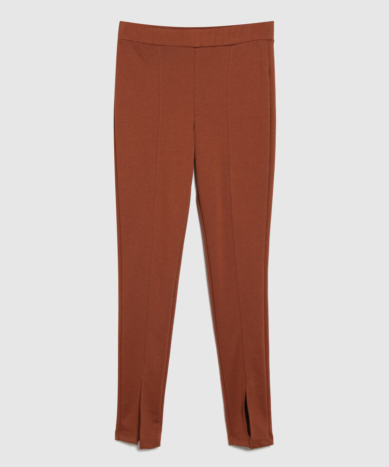 Leggins Unicolor, Tiro Alto Con Corte Central Y Abertura En Bota, Trópico Floral