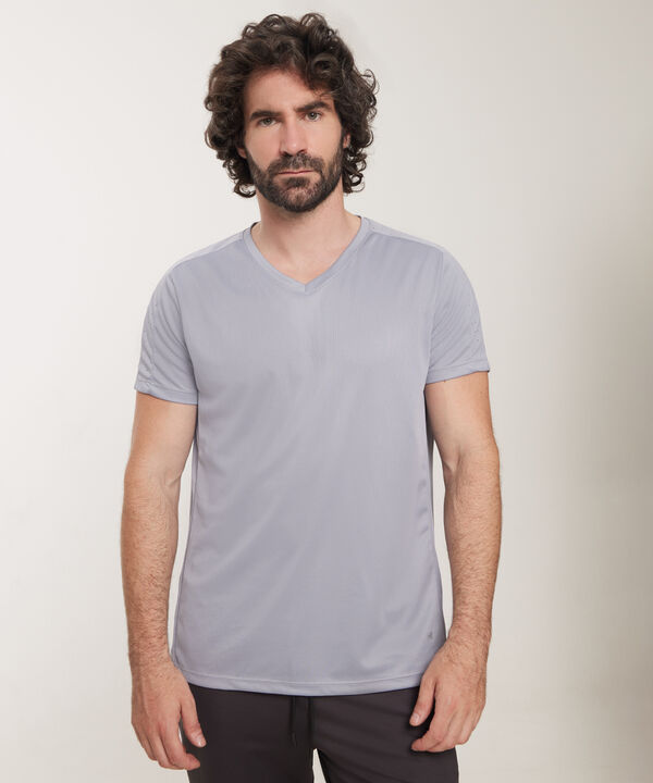 Camiseta Manga Corta Cuello V Con Grabado Laser image number null