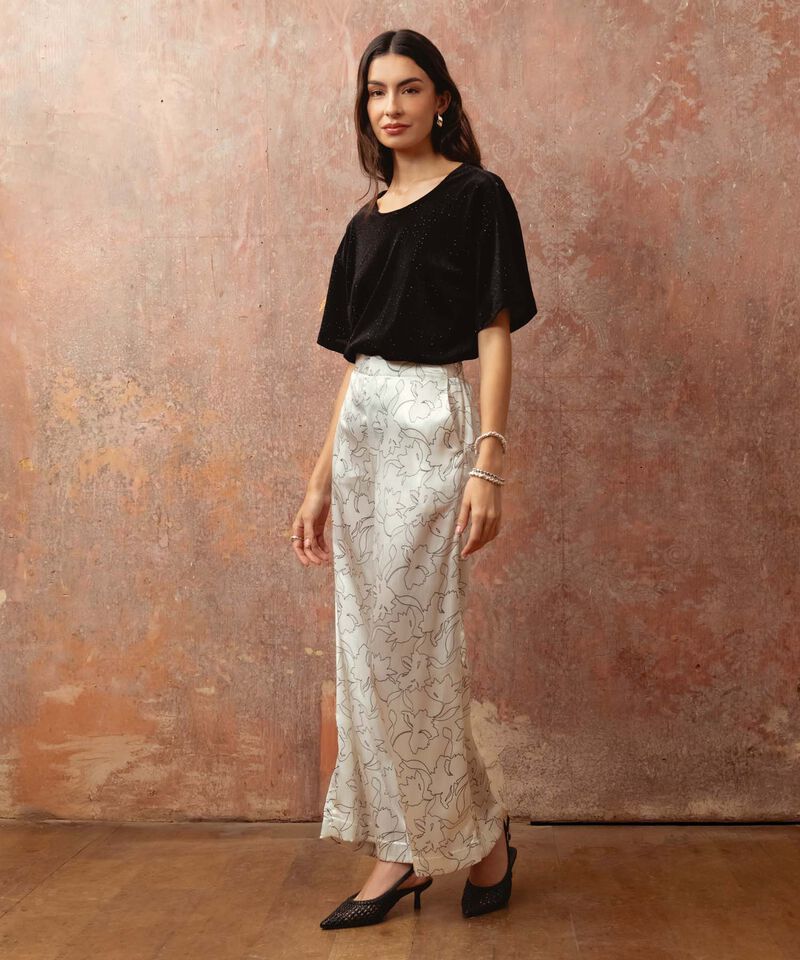 Blusa Para Mujer Con Brillos Suaves Escote Redondo