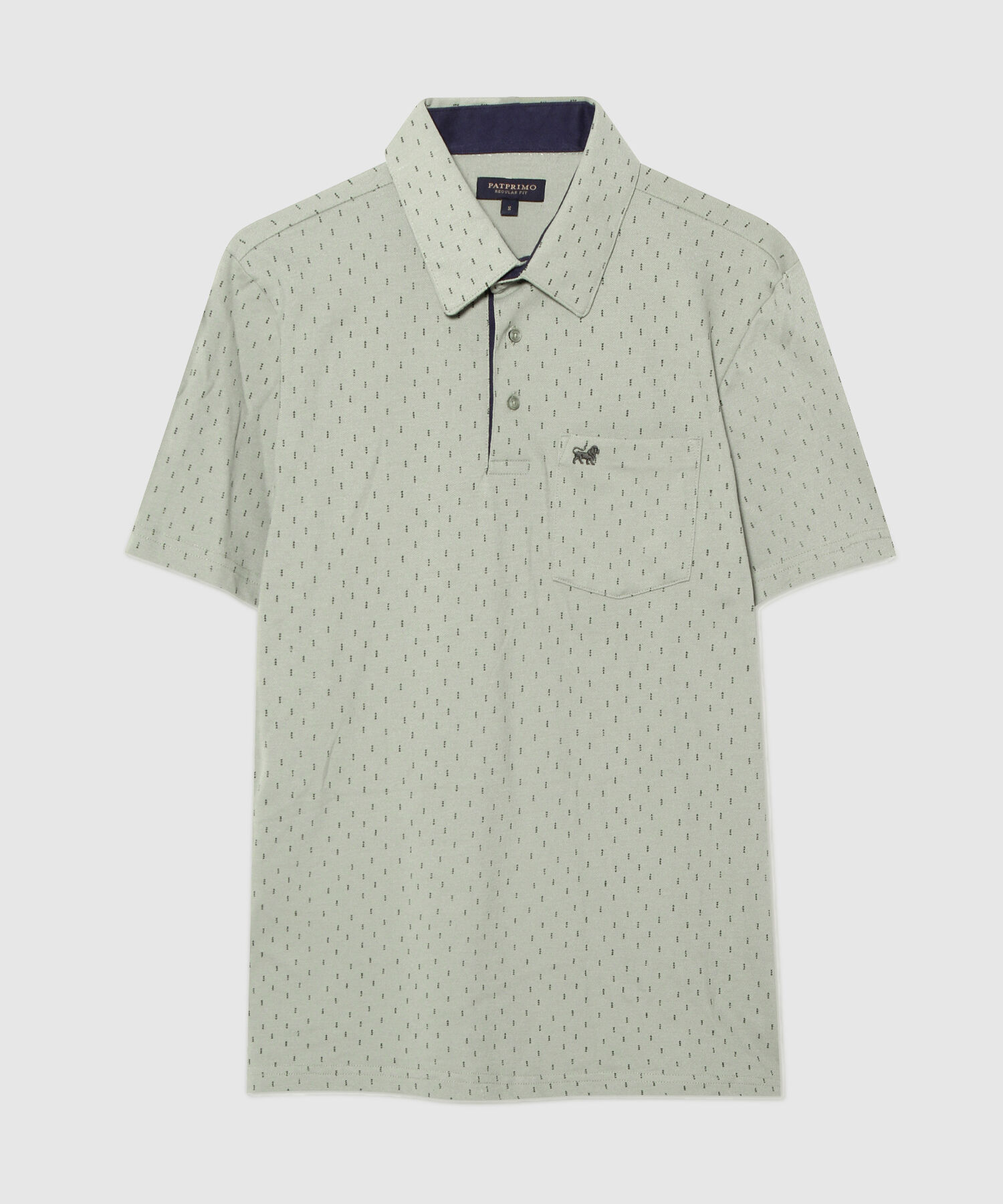 Polo Estampada Cuello Duro, Con Bolsillo