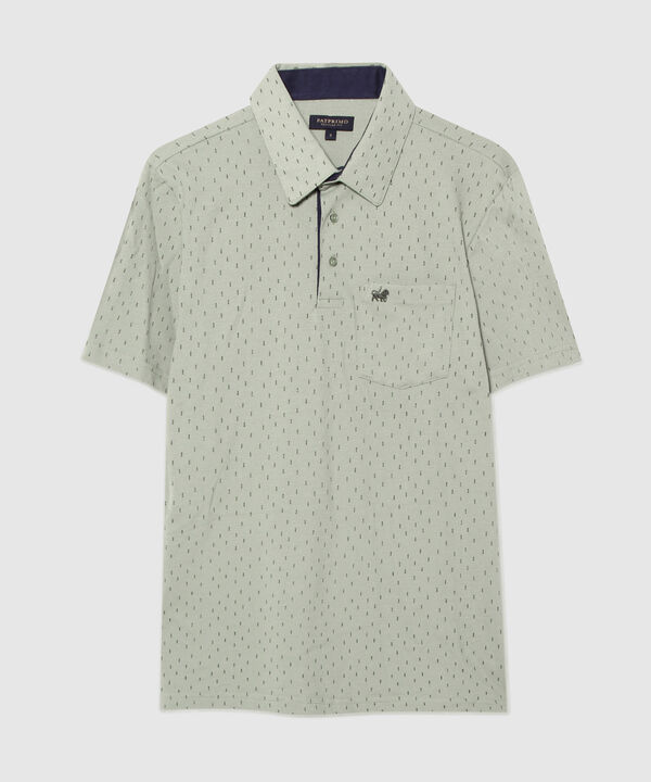 Polo Estampada Cuello Duro, Con Bolsillo