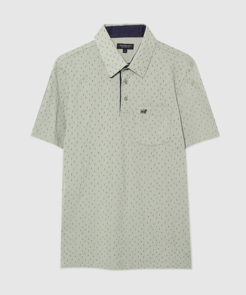 Polo Estampada Cuello Duro, Con Bolsillo