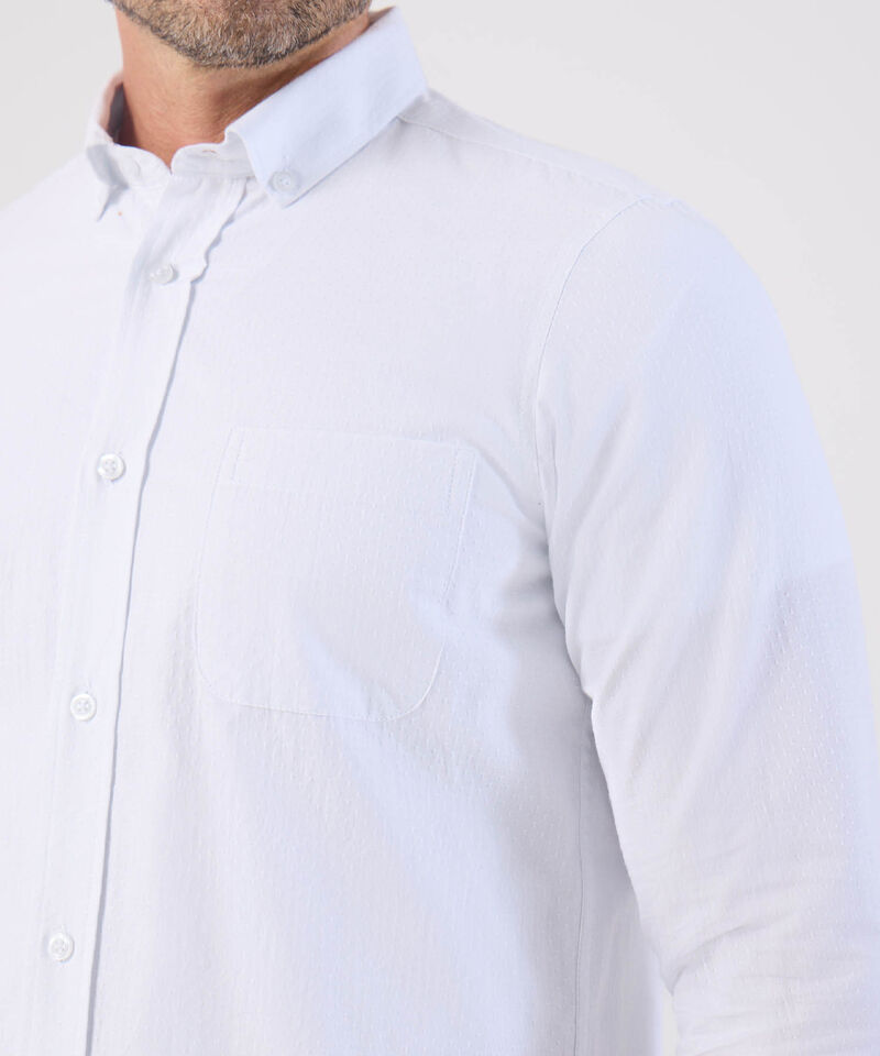 Camisa Manga Larga Con Bolsillo Para Hombre