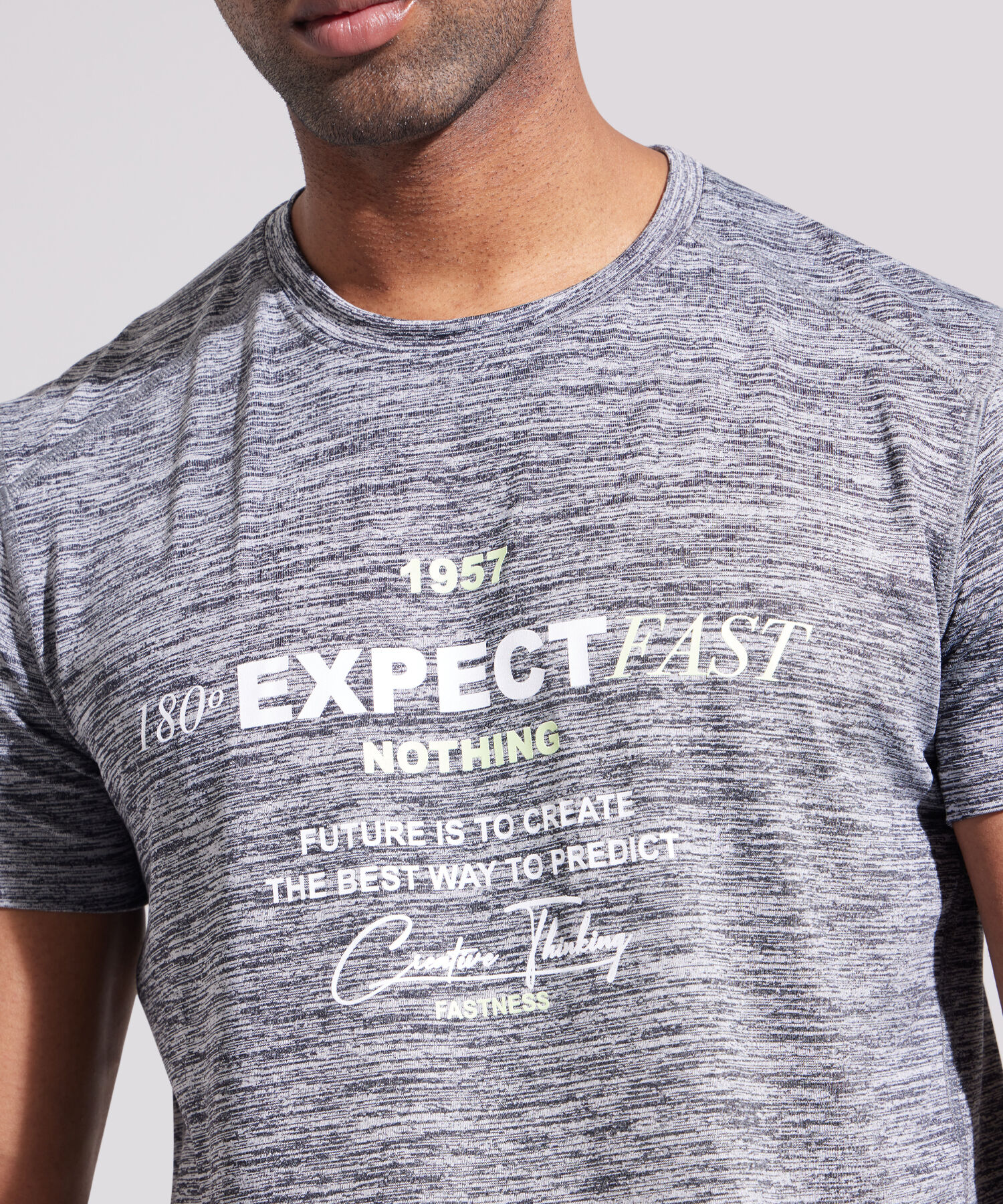Camiseta Básica Manga Corta Cuello Redondo Jaspe Con Screen, Sport Líneas Patprimo