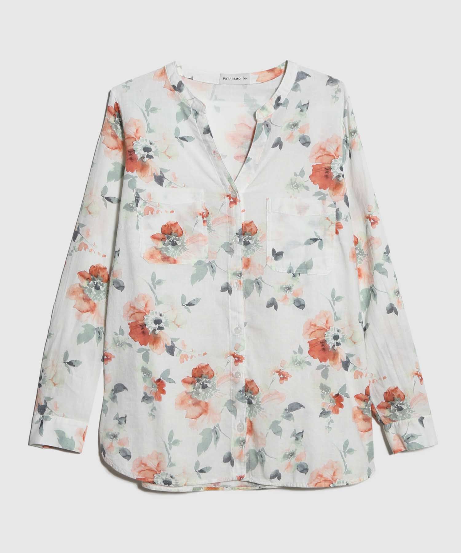 Blusa Estampada en Efecto Lino