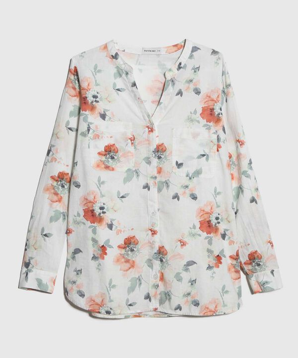 Blusa Estampada en Efecto Lino