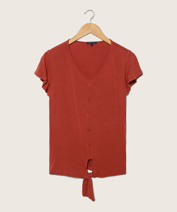 Camiseta Cuello V, Manga Volada Anudado En Frente, Línea Moda Verona