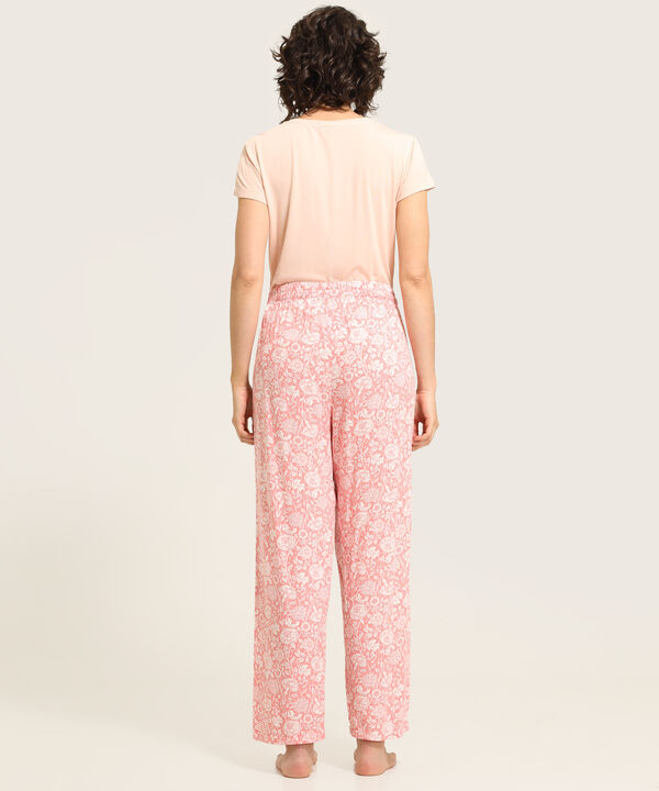 Pijama Camiseta Manga Corta Con Screen Pantalon Largo Estampado Rosa