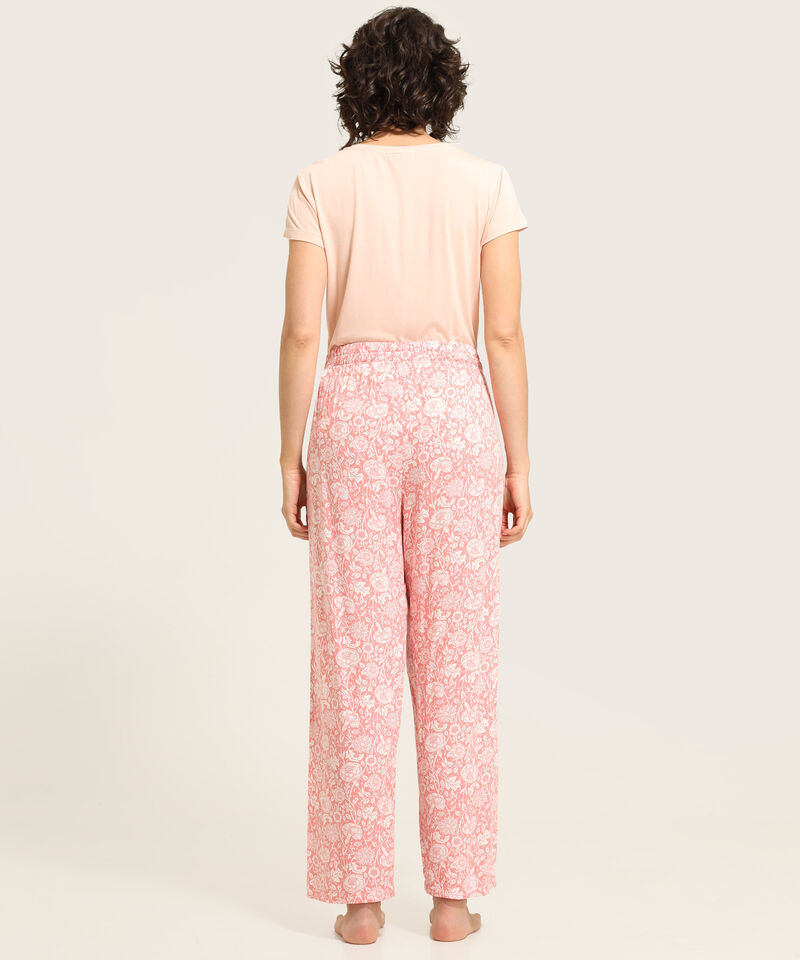 Pijama Camiseta Manga Corta Con Screen Pantalon Largo Estampado Rosa