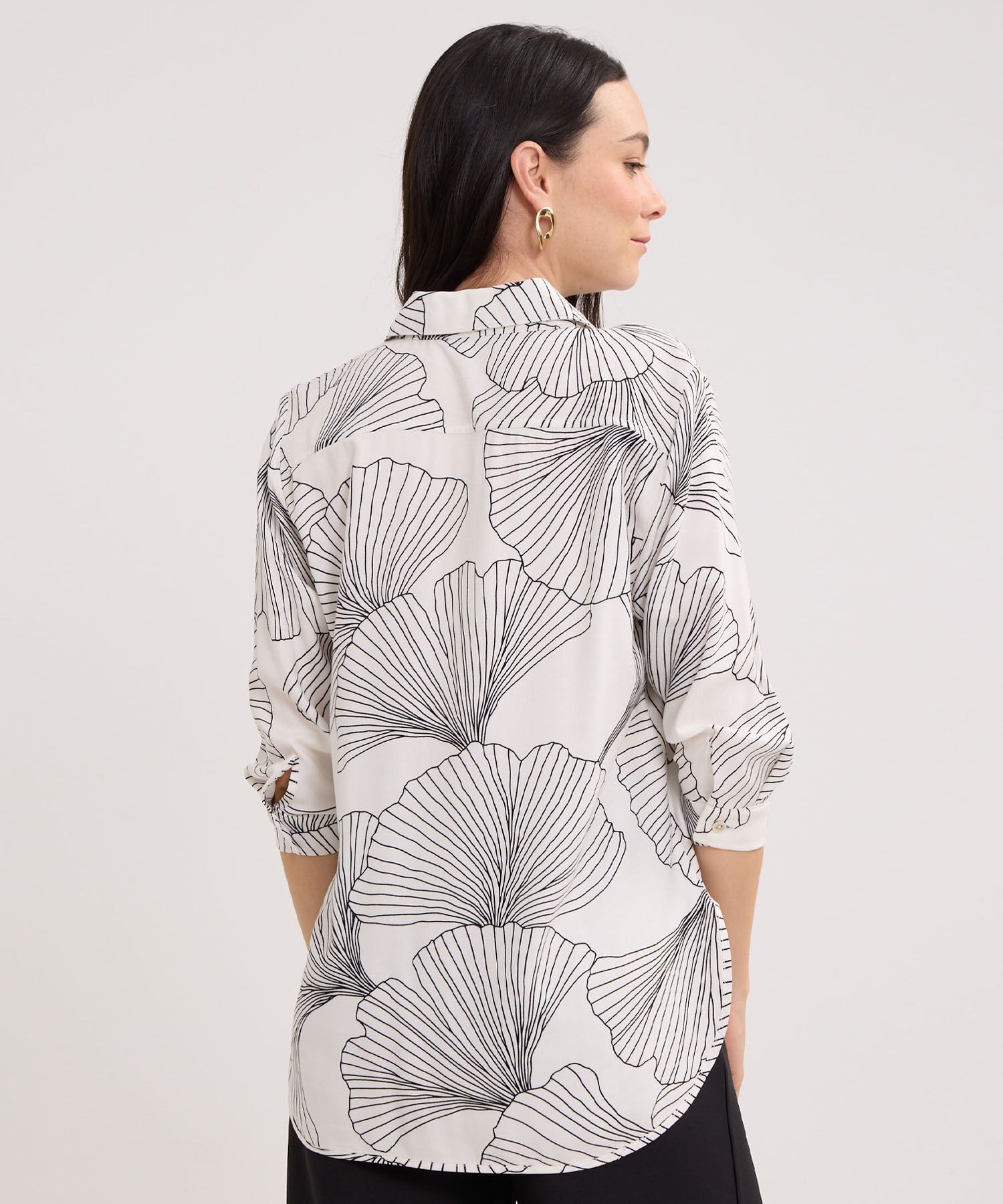Camisa Estampada Manga Tres Cuartos