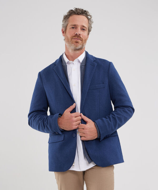 Blazer Manga Larga En Punto Con Bolsillos En Frente