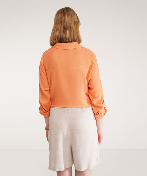 Camisa En Lino Manga Larga Con Charretera