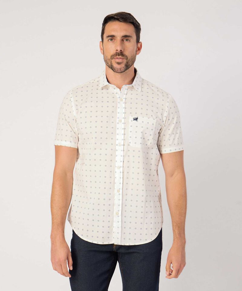 Camisa Manga Corta En Miniprints Con Bolsillo