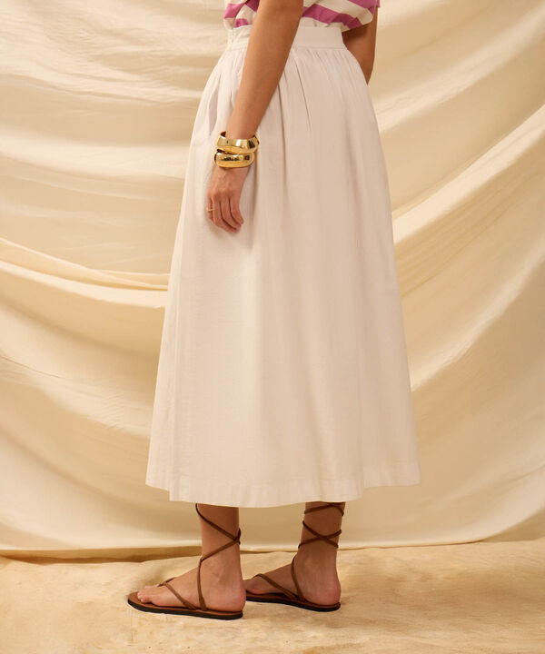 Falda Midi Amplia Con Bolsillos