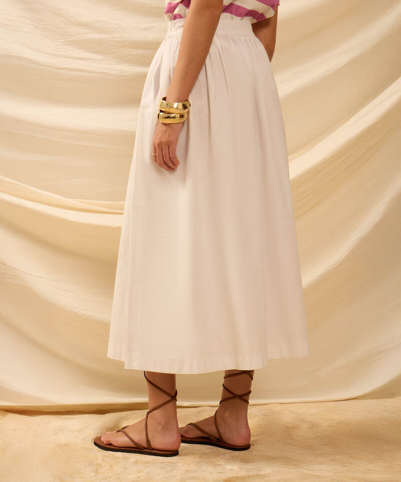 Falda Midi Amplia Con Bolsillos