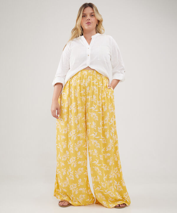 Pantalón Palazzo Estampado Amplio Con Elástico