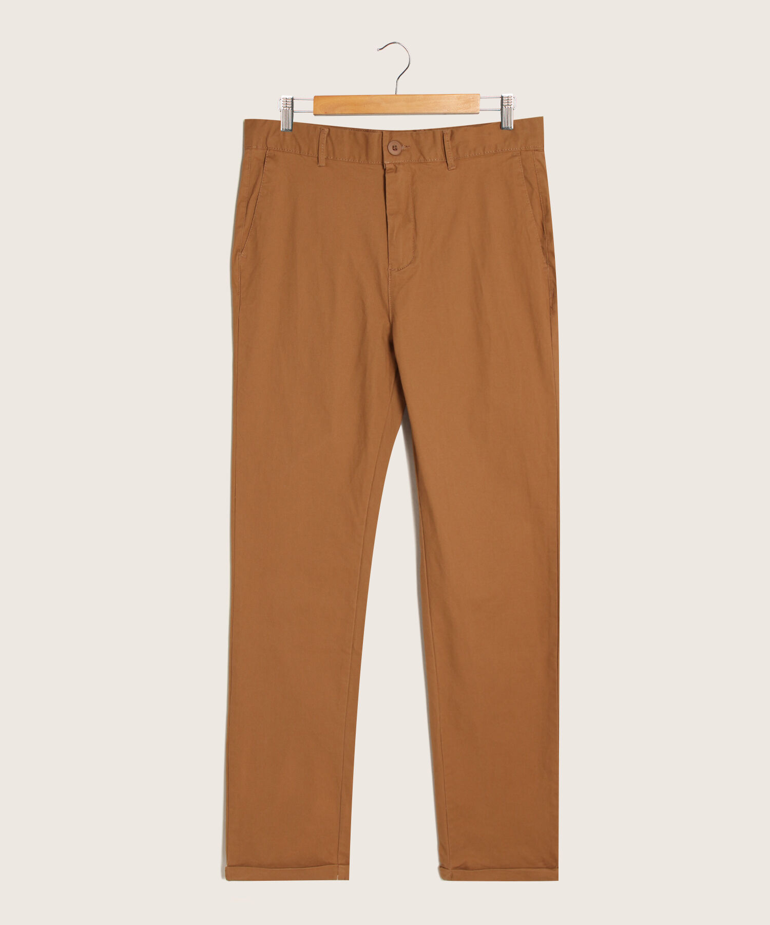 Pantalon Unicolor Chino Con El&aacute;stico En Pretina