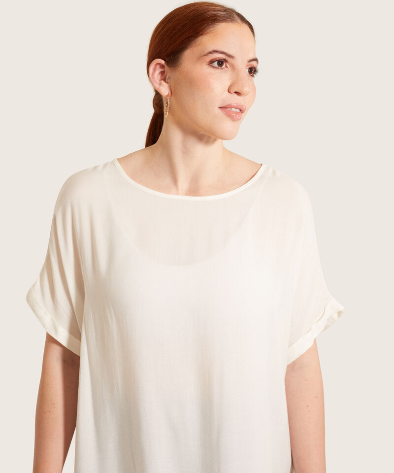 Blusa Unicolor Manga Corta Corrida Con Guardapolvo