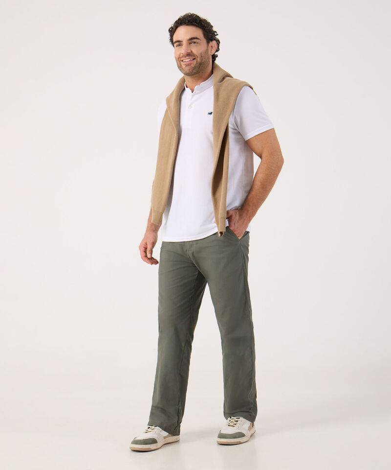 Polo Mao Unicolor Con Pestaña Unicolor  Sin Bolsillo Silueta Slim Fit