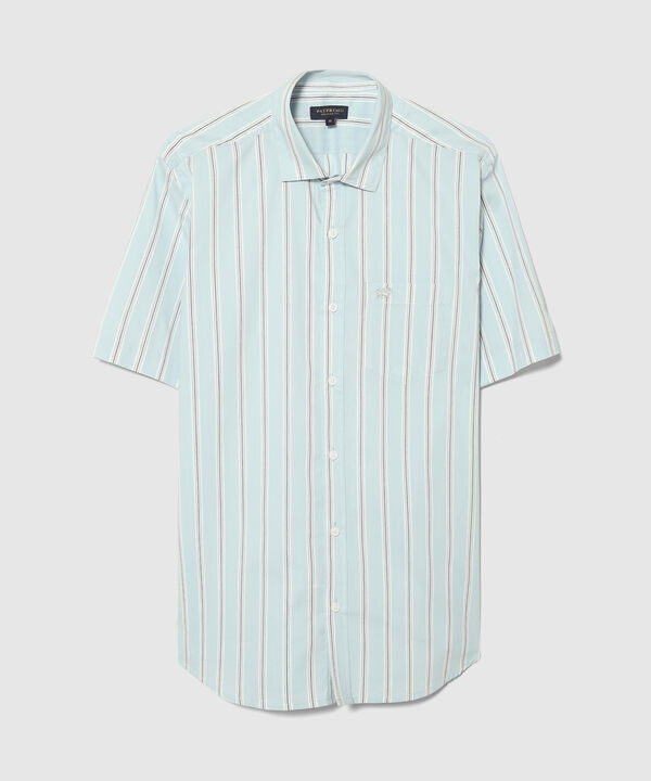 Camisa Preteñida Manga Corta Con Bolsillo Y Silueta Regular Fit