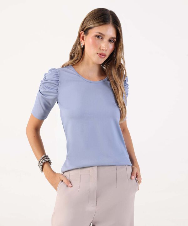 Camiseta Manga Corta Unicolor Con Ruche image number null