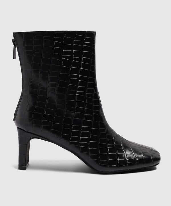 Botines De Tac&oacute;n Con Efecto Croco Para Mujer image number null
